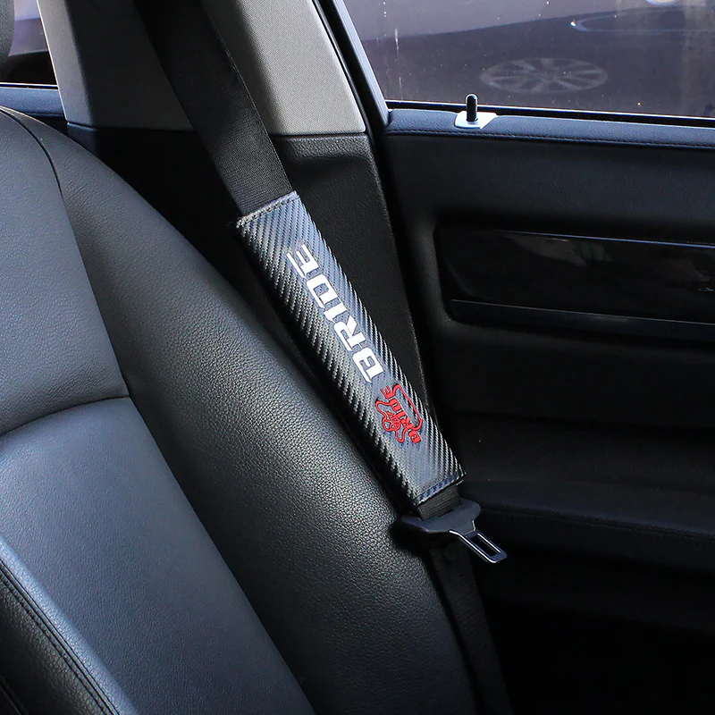 Bride Set of Car 15" Steering Wheel Cover Carbon Fiber Style Leather with Seat Belt Covers - Image 9