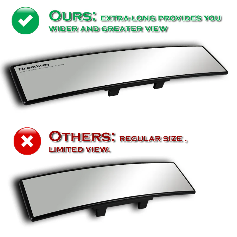 Broadway 360MM Wide Universal Interior Clip On Largest Visibility Panoramic Rear View Mirror -Clear Tint Convex - Image 5