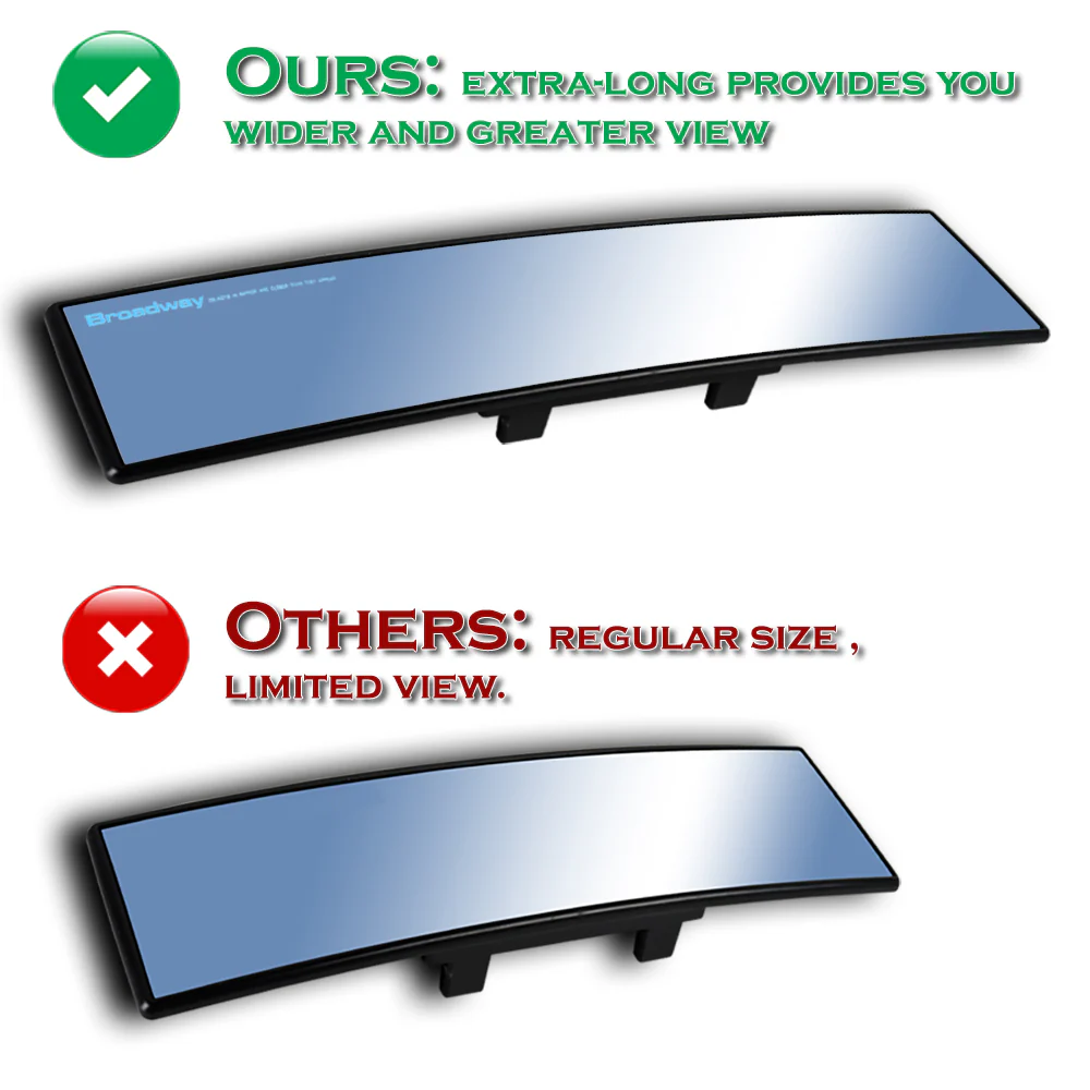 Broadway 400MM Wide Universal Interior Clip On Largest Visibility Rear View Mirror -Blue Tint Convex - Image 5