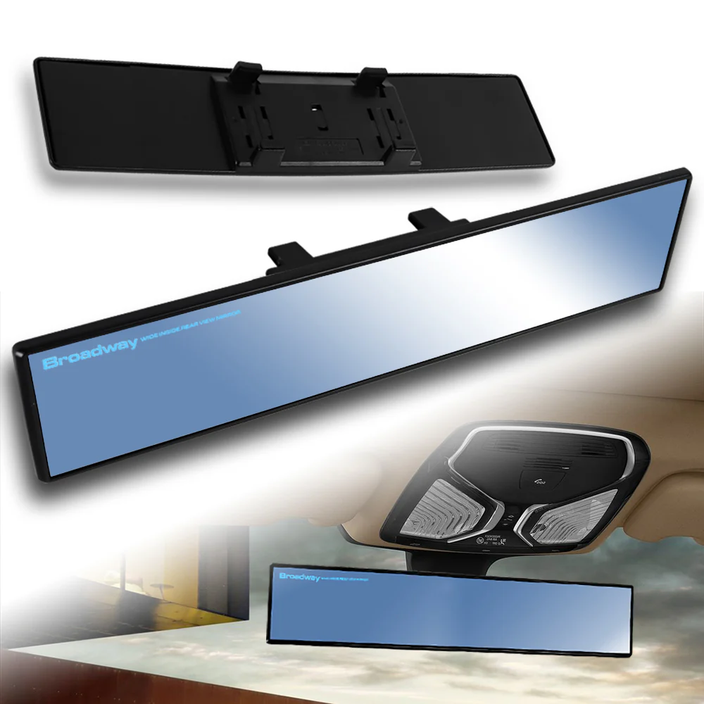 Broadway 400MM Wide Universal Interior Clip On Largest Visibility Rear View Mirror -Blue Tint Flat - Image 6
