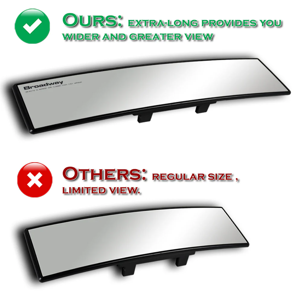 Broadway 400MM Wide Universal Interior Clip On Largest Visibility Rear View Mirror -Clear Tint Convex - Image 5