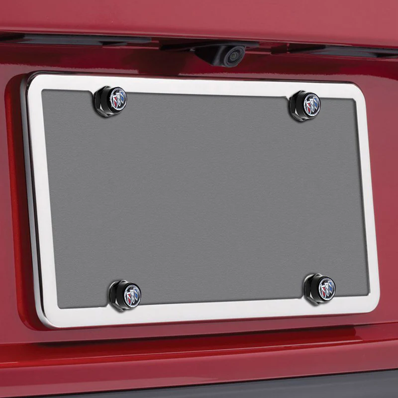 BUICK 2 pcs Carbon Fiber Look High Quality ABS License Plate Frames with Caps Bolt Screw Set - Image 2