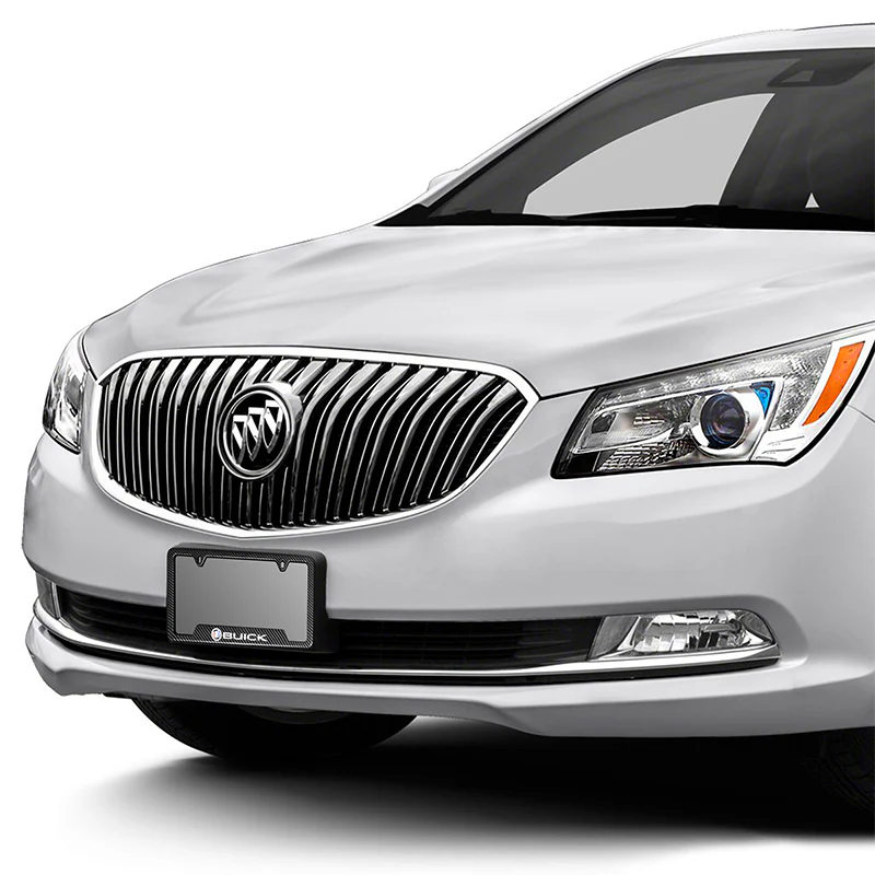 BUICK 2 pcs Carbon Fiber Look High Quality ABS License Plate Frames with Caps Bolt Screw Set - Image 3