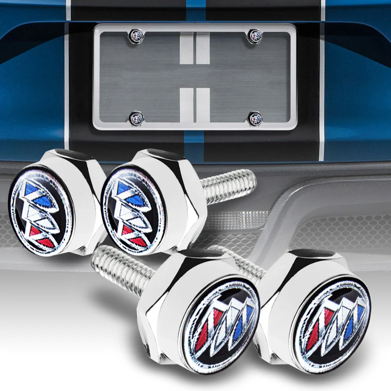 BUICK 2 pcs Carbon Fiber Look High Quality ABS License Plate Frames with Caps Bolt Screw Set - Image 4