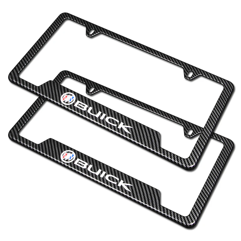 BUICK 2 pcs Carbon Fiber Look High Quality ABS License Plate Frames with Caps Bolt Screw Set - Image 5