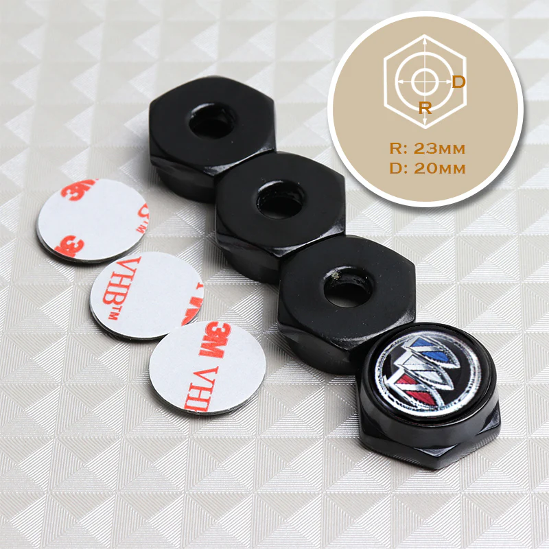Buick 4PCS Car License Plate Frame Screw Black Bolt Cap Cover Fit For All Models New - Image 4