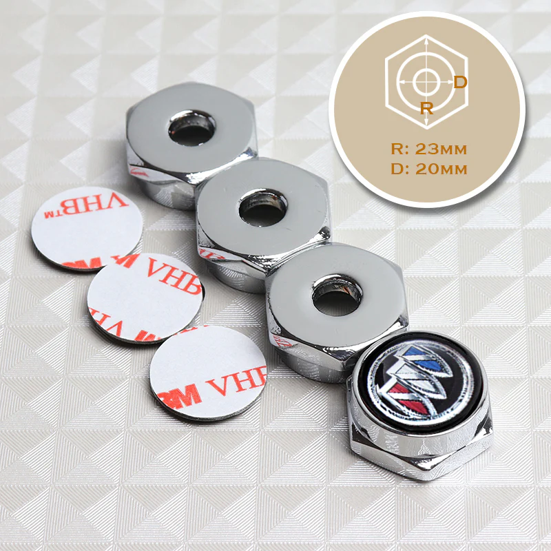Buick 4PCS Car License Plate Frame Screw Chrome Bolt Cap Cover Fit For All Models New - Image 4