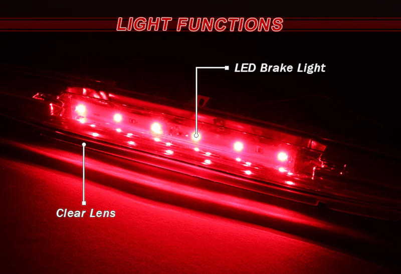 2002-2009 Chevy Trailblazer / GMC Envoy LED 3RD Brake Light Rear Stop Lamp  - Black Housing Clear Lens - Image 3