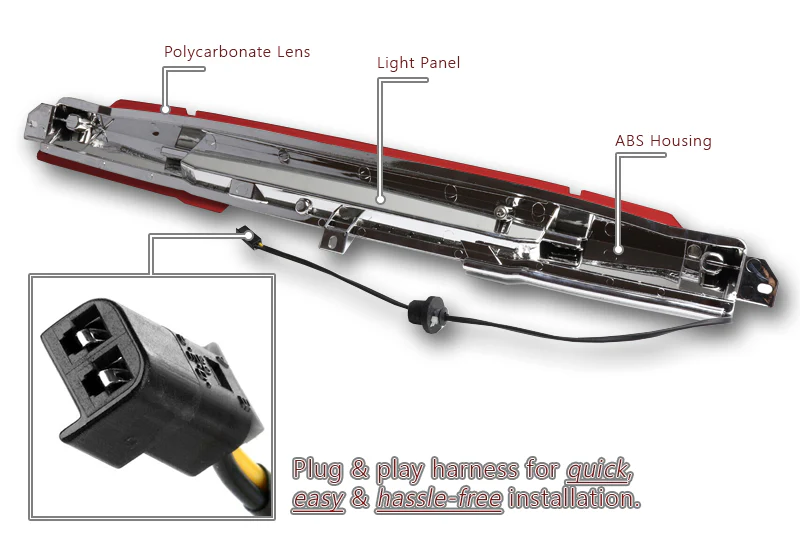 2002-2009 Chevy Trailblazer / GMC Envoy LED 3RD Brake Light Rear Stop Lamp  - Chrome Housing Red Lens - Image 3