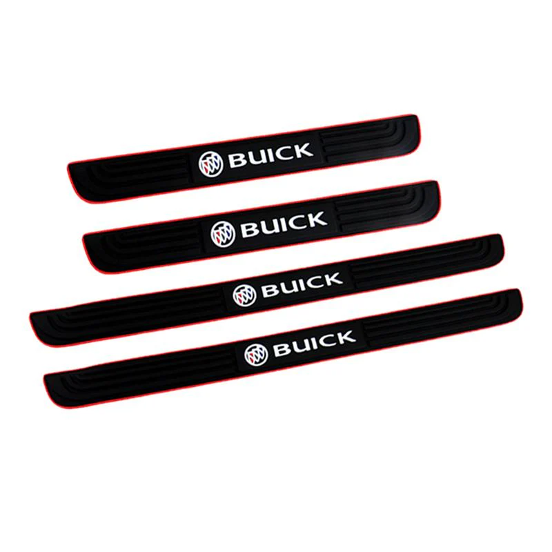 BUICK Set 4PCS Rubber Car Door Scuff Sill Panel Step Protector with Tire Wheel Valves Dust Stem Air Caps Keychain - Image 9