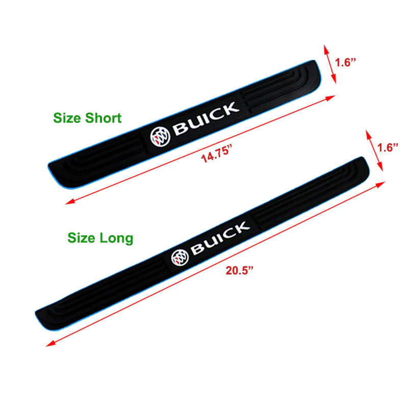 BUICK Set Car Door 4PCS Rubber Scuff Sill Panel Step Protector with Keychain Wheel Tire Valves Dust Stem Air Caps - Image 5