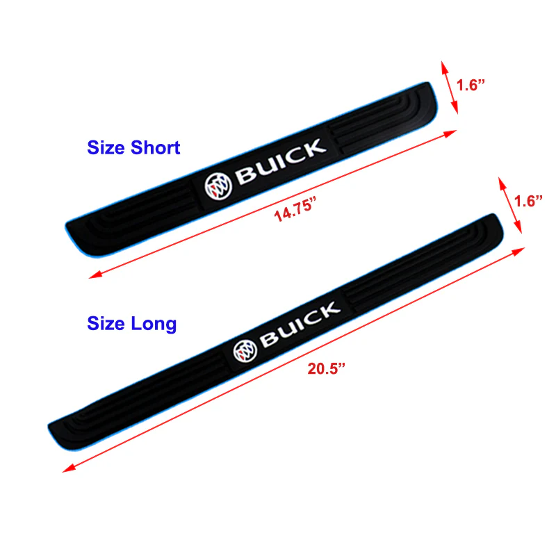 BUICK Set Car Door 4PCS Rubber Scuff Sill Panel Step Protector with Wheel Tire Valves Dust Stem Air Caps Keychain - Image 2