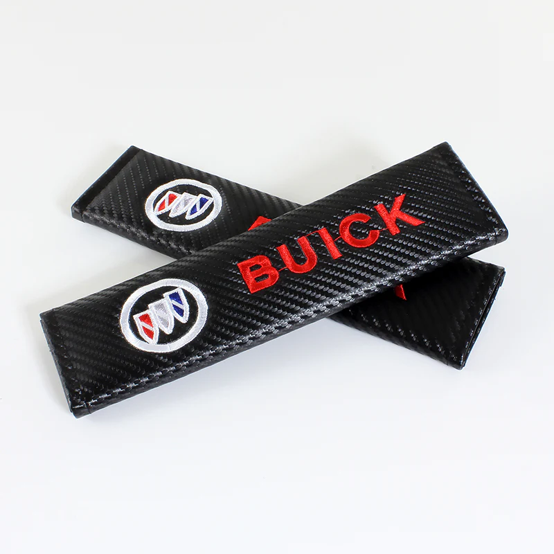 Buick Set of Car 15" Steering Wheel Cover Carbon Fiber Style Leather with Seat Belt Covers - Image 5
