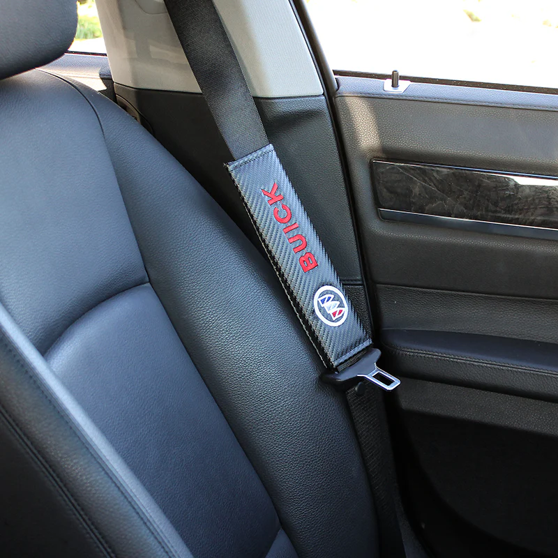 Buick Set of Car 15" Steering Wheel Cover Carbon Fiber Style Leather with Seat Belt Covers - Image 6