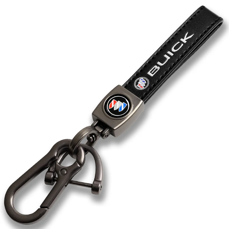 BUICK Universal Black 3D Logo Leather Metal Gift Decor Quick Release Lanyard Keychain - Image 3