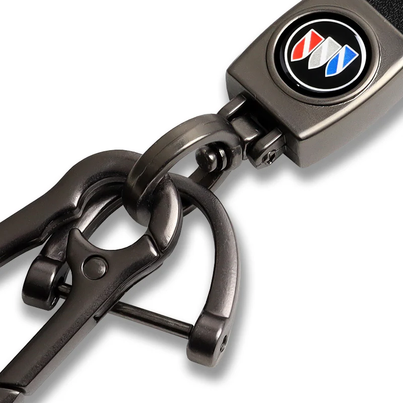 BUICK Universal Black 3D Logo Leather Metal Gift Decor Quick Release Lanyard Keychain - Image 6