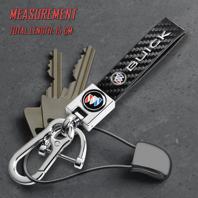 BUICK Universal Chrome 3D Logo Carbon Fiber Look Black Leather Metal Gift Decor Quick Release Lanyard Keychain - Image 7