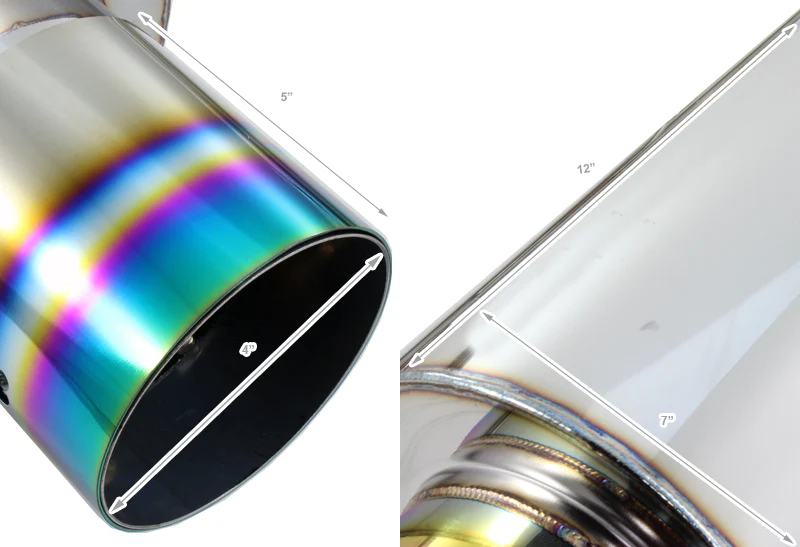 Burnt Rainbow Tip Catback Exhaust System For 1994 1995 1996 1997 1998 1999 2000 2001 Acura Integra 3 Dr Hatchback - Image 2