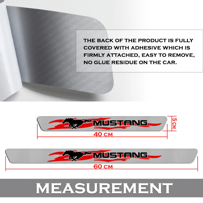 Car Door Scuff Sill Cover Panel Step Protector For MUSTANG 4PCS Set 5D Carbon Fiber Texture - Image 4