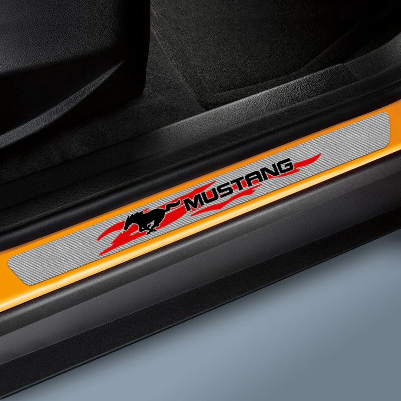 Car Door Scuff Sill Cover Panel Step Protector For MUSTANG 4PCS Set 5D Carbon Fiber Texture - Image 5