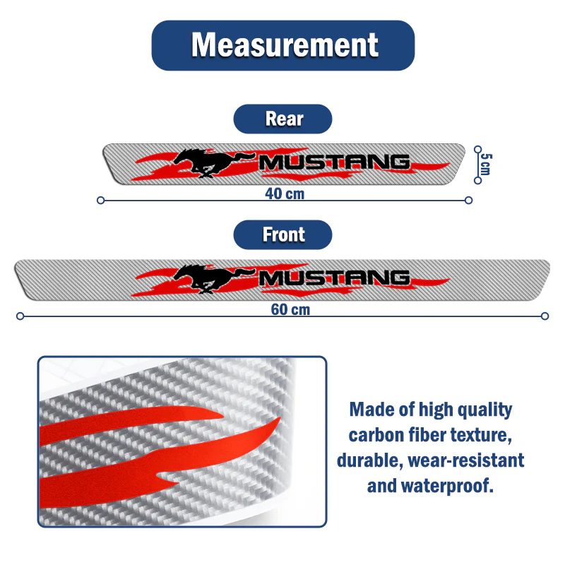 Car Door Scuff Sill Cover Panel Step Protector For MUSTANG 4PCS Set 5D Carbon Fiber Texture - Image 6