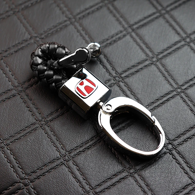 Honda Small Black BV Style Calf Leather Keychain (Red H) - Image 5