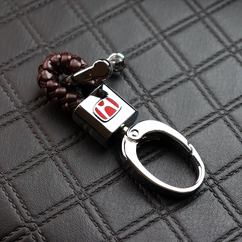 Honda Small Brown BV Style Calf Leather Keychain (Red H) - Image 5