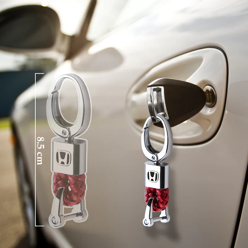 Honda Small Red BV Style Calf Leather Keychain - Image 3