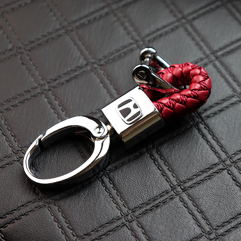 Honda Small Red BV Style Calf Leather Keychain - Image 5