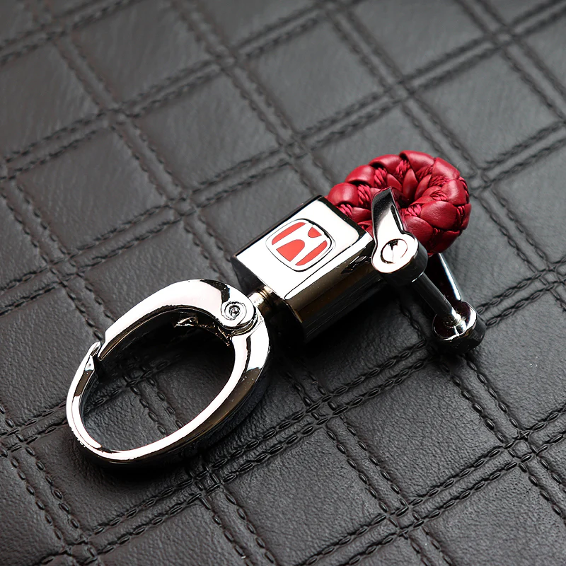 Honda Small Red BV Style Calf Leather Keychain (Red H) - Image 5