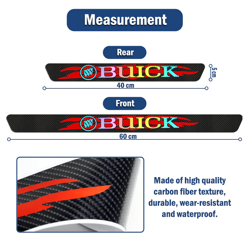 Carbon Fiber Car Door Scuff Sill Cover Panel Step Protector For Buick 4PCS Set - Image 2