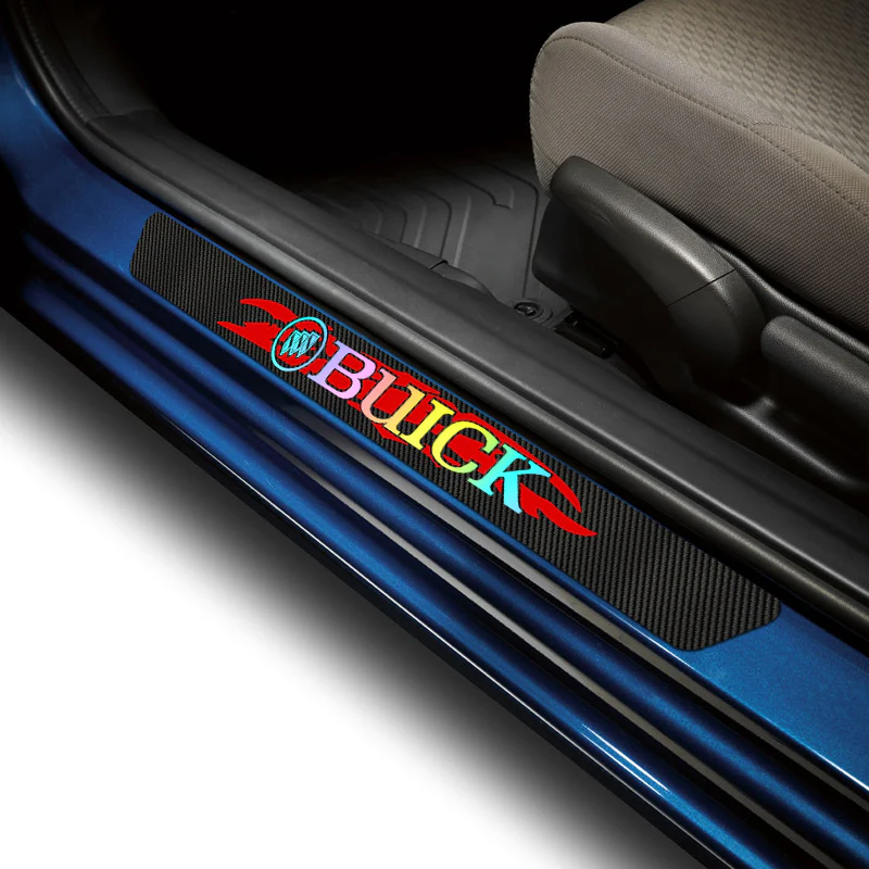 Carbon Fiber Car Door Scuff Sill Cover Panel Step Protector For Buick 4PCS Set - Image 5