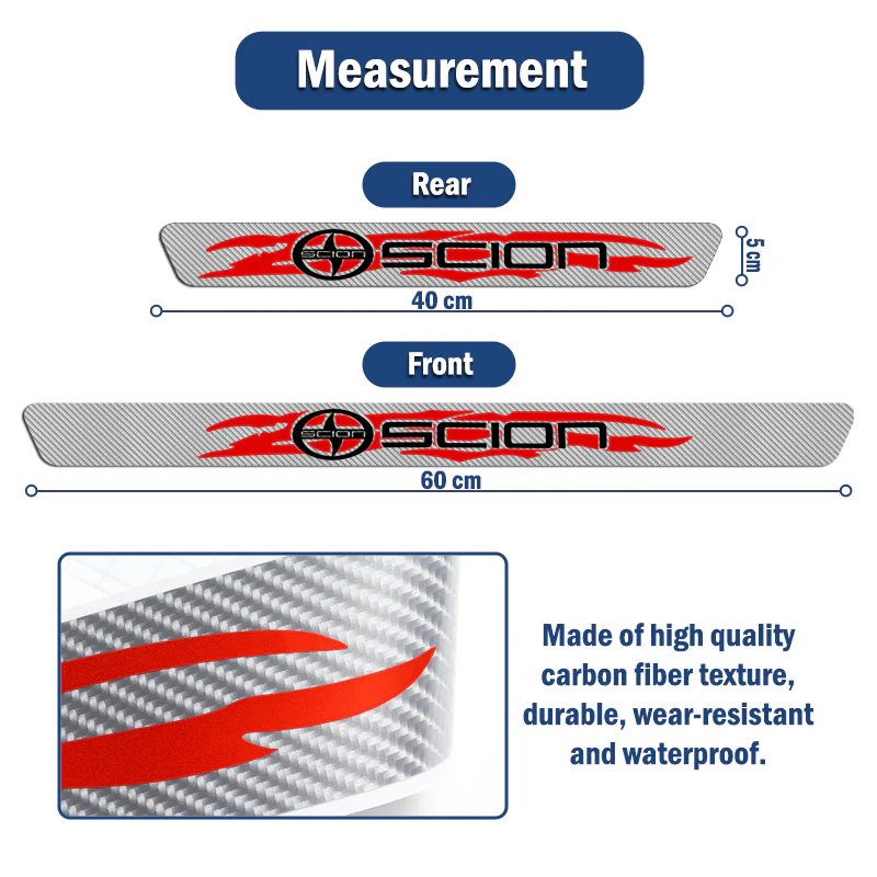 For SCION NEW 4PCS Set 5D Carbon Fiber Texture Car Door Scuff Sill Cover Panel Step Protector - Image 4