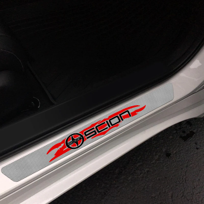 For SCION NEW 4PCS Set 5D Carbon Fiber Texture Car Door Scuff Sill Cover Panel Step Protector - Image 5