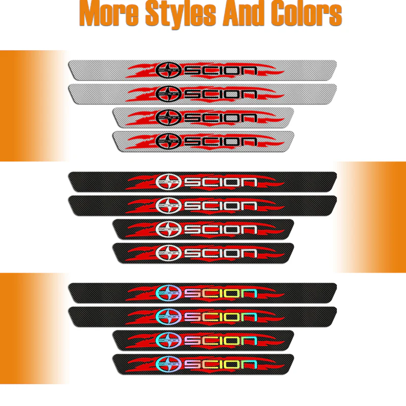 4PCS Set Carbon Fiber Car Door Scuff Sill Cover Panel Step Protector For SCION NEW - Image 6