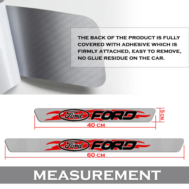 5D Carbon Fiber Texture Car Door Scuff Sill Cover Panel Step Protector New 4PCS Set For Ford - Image 2