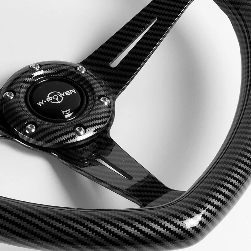 Carbon Fiber Look Heart Shaped Racing Steering Wheel Black Set Universal Car ABS JDM - Image 10
