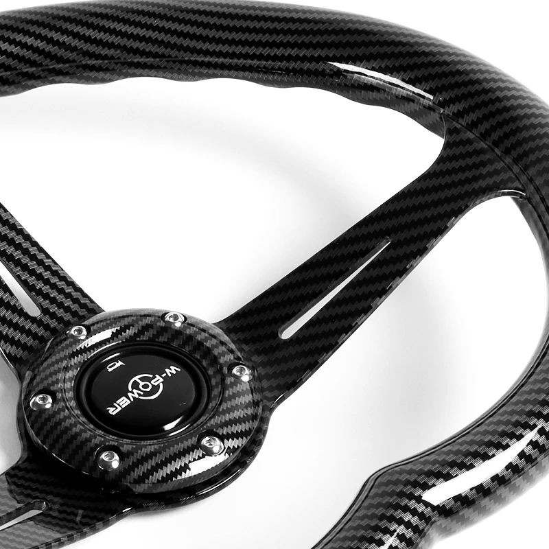Carbon Fiber Look Heart Shaped Racing Steering Wheel Black Set Universal Car ABS JDM - Image 6