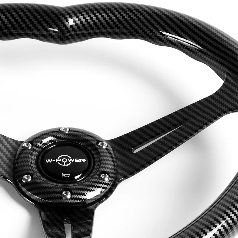 Carbon Fiber Look Heart Shaped Racing Steering Wheel Black Set Universal Car ABS JDM - Image 8