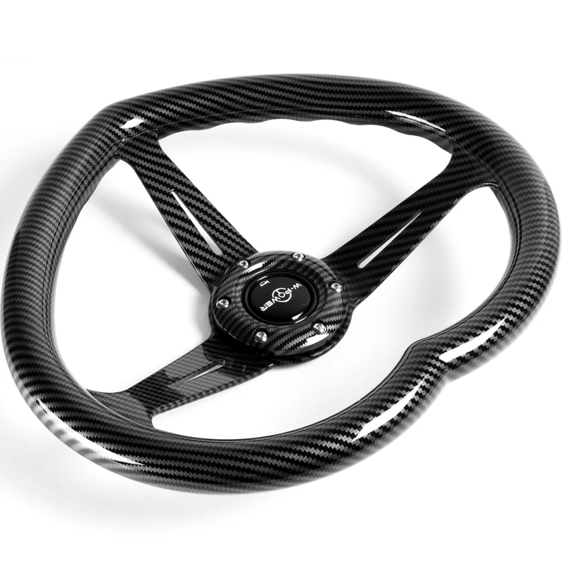 Carbon Fiber Look Heart Shaped Racing Steering Wheel Black Set Universal Car ABS JDM - Image 9