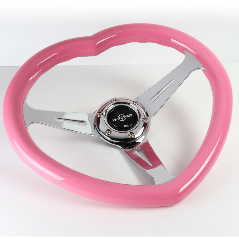Universal Heart Shaped Racing Pink Steering Wheel Set Car ABS JDM - Image 4