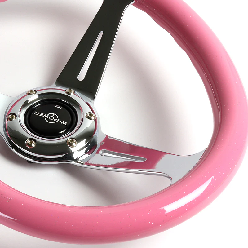 Universal Heart Shaped Racing Pink Steering Wheel Set Car ABS JDM - Image 5