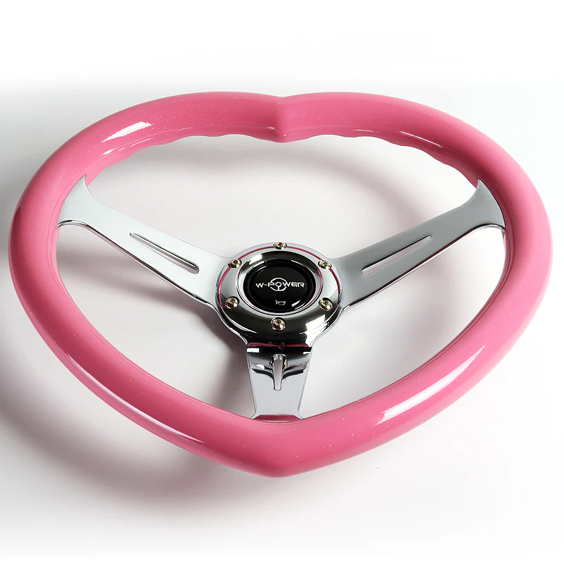 Universal Heart Shaped Racing Pink Steering Wheel Set Car ABS JDM - Image 7