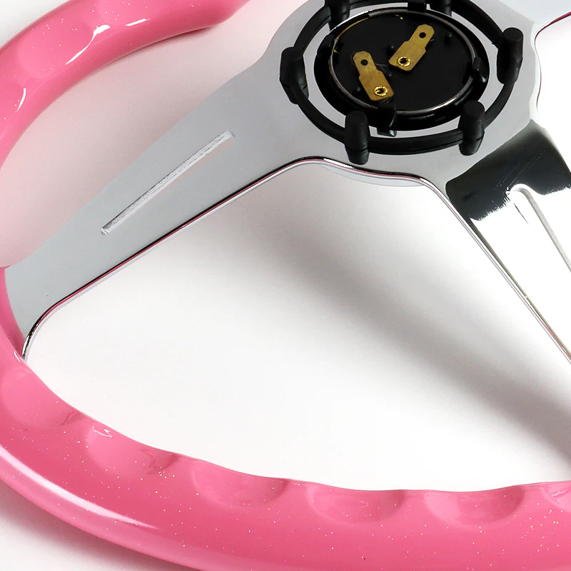 Universal Heart Shaped Racing Pink Steering Wheel Set Car ABS JDM - Image 8