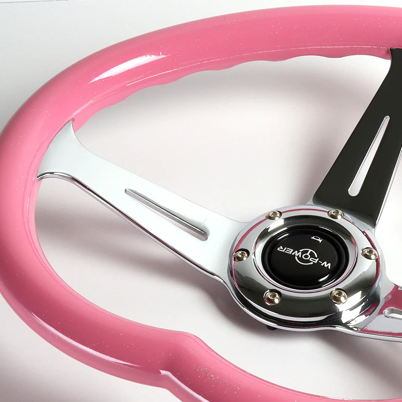 Universal Heart Shaped Racing Pink Steering Wheel Set Car ABS JDM - Image 9