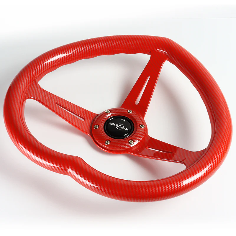 Carbon Fiber Look Red Heart Shaped Racing Steering Wheel Set Universal Car ABS JDM - Image 8