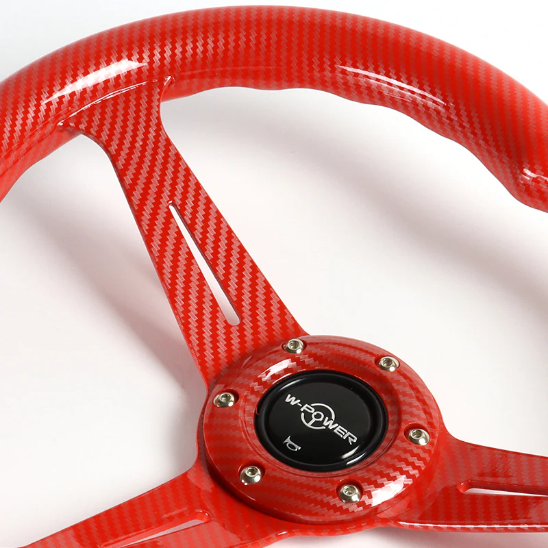 Carbon Fiber Look Red Heart Shaped Racing Steering Wheel Set Universal Car ABS JDM - Image 9
