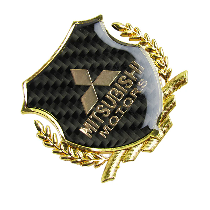Carbon Fiber Metal Car Front Body Trunk Rear Side Gold Emblem Sticker for MITSUBISHI X2 - Image 2