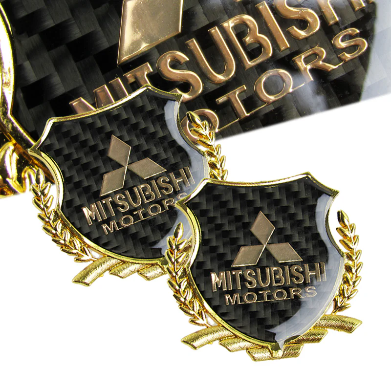 Carbon Fiber Metal Car Front Body Trunk Rear Side Gold Emblem Sticker for MITSUBISHI X2 - Image 3