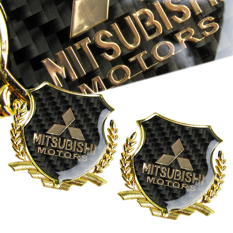 Carbon Fiber Metal Car Front Body Trunk Rear Side Gold Emblem Sticker for MITSUBISHI X2 - Image 5